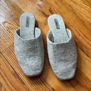 VINCE Gray Cotton Sweater Slip-On Mules